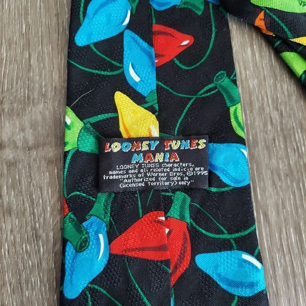 Looney Tunes Christmas 1995 Tweety Taz Bugs Porky Daffy Necktie Neck Tie